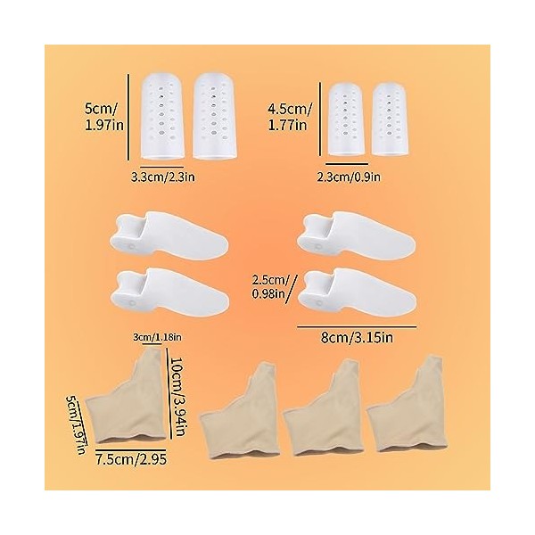 DALAETUS 12 Pièces Écarteur DOrteil Kit, Séparateur Dorteils Soulageant la Douleur du Pied, Correcteur DOrteils Souple ave