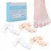 8 Pcs Séparateurs dOrteils, 4 Paire Correcteur Orteil Pied en Silicone Souple, Separateur Orteil Hallux Valgus Ecarteur Orte