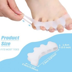 8 Pcs Séparateurs dOrteils, 4 Paire Correcteur Orteil Pied en Silicone Souple, Separateur Orteil Hallux Valgus Ecarteur Orte
