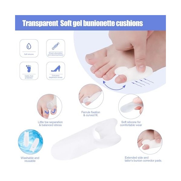 DYKOOK Lot de 6 coussinets correcteurs doignon en gel souple pour prévenir les callosités, les ampoules, le soulagement de l