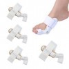 ATBUSS Lot de 4 séparateurs dorteils pour hallux valgus - Support réglable - Protection des orteils - Unisexe - Blanc