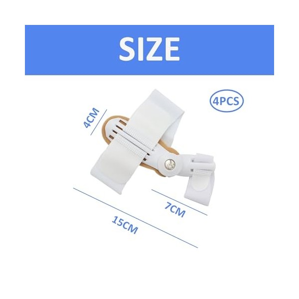 ATBUSS Lot de 4 séparateurs dorteils pour hallux valgus - Support réglable - Protection des orteils - Unisexe - Blanc