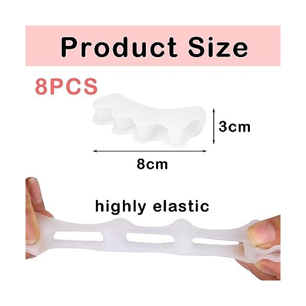 BaByLeisure 4 Paires Séparateur Orteils Silicone, Correcteurs Dorteils, Hallux Valgus Correcteur, Ecarteur Orteil, Pour Femm