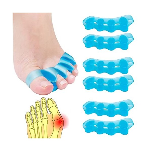 Lot de 3 paires de séparateurs de doigts de pied en gel, entretoises de pieds, séparateurs dorteil, orteil spacer, convient 