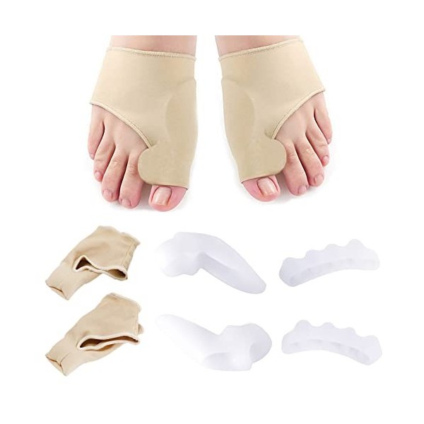 VEGCOO Redresse Doigts Silicone, Correcteur Hallux Valgus et Séparateurs pour Hallux Valgu, Séparateur Doigts Pied Entretoise