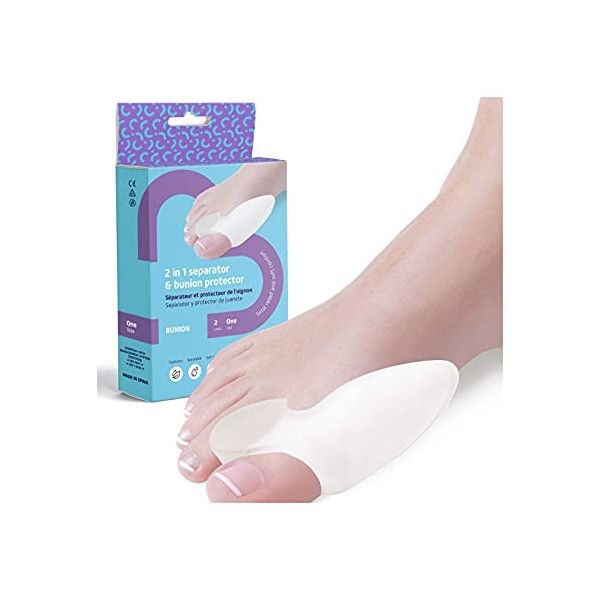 feet bcn Protecteur Oignon et écarteur des orteils 2 en 1. Gel élastique. Soulage la douleur des oignons et corrige la positi