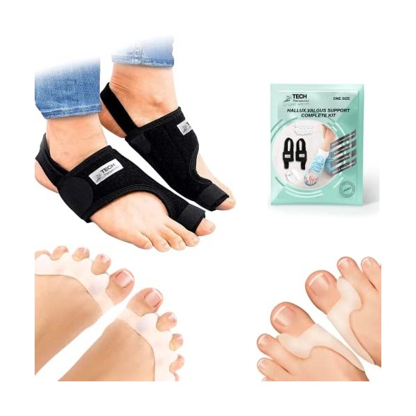 TECH THERAPEUTICS Ensemble de Hallux Valgus Orthèse Corrective - Séparateur dOrteil pour Femme et Homme en Silicone - Bunion