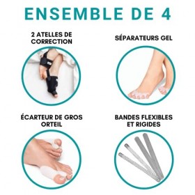 TECH THERAPEUTICS Ensemble de Hallux Valgus Orthèse Corrective - Séparateur dOrteil pour Femme et Homme en Silicone - Bunion