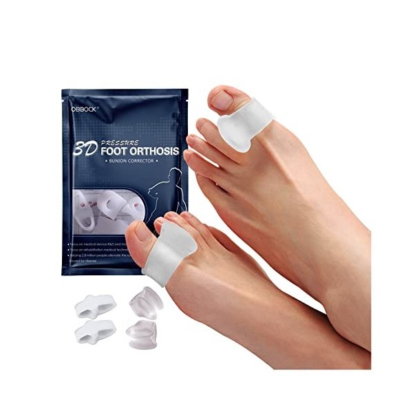 OBBOCK correcteur hallux valgus orthese corrective,Séparateur dorteils en gel, petits manchons dorteils pour éviter les fro