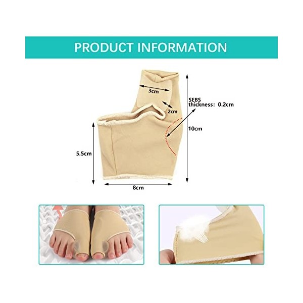 Leikedun 2 Paires Hallux Valgus Correcteur Jour Nuit, Gros Redresseur Orteil Manchons de Protection avec Gel, Correcteur d‘Oi