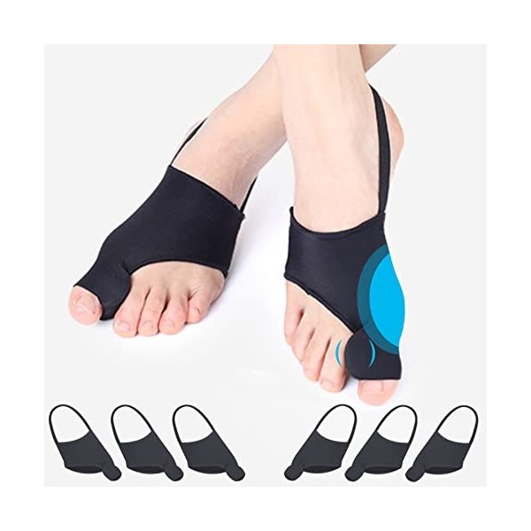 Eurtes Lot de 6 écarteurs dorteils hallux valgus - Avec protection des oignons - Correction de bunion - Bandage chaussettes 