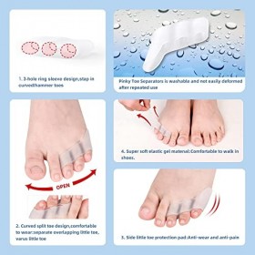 DYKOOK Lot de 6 séparateurs dorteils en gel doux pour soulager la douleur des oignons, des orteils qui se chevauchent, des c