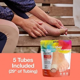 ZenToes Ouvrir gel de tissu des tubes dorteil lustrines doublés pour des ampoules, hammertoes - 5-29" paquet de tubes grand