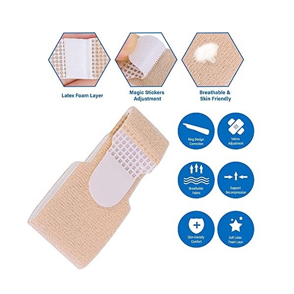 DYKOOK Lot de 8 bandages pour orteils cassés en tissu - Attelle dorteil rembourrée - Protège-doigts - Séparateurs