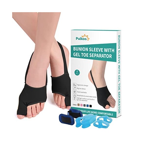 Puikos Lot de séparateurs dorteils Hallux Valgus, 1 paire de chaussettes Hallux Valgus Correcteur doignon, 1 sangle pour gr