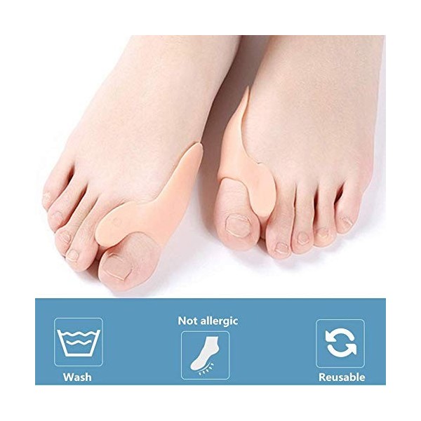 JYtop 2 paires de séparateurs dorteils en gel pour un alignement parfait des orteils et un soulagement de la douleur causée 