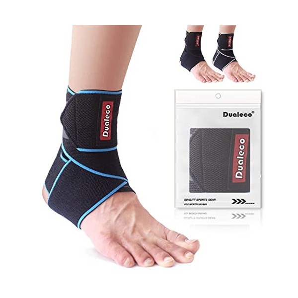 Dualeco Réglable Chevillere 1 Pièce, Attelle Cheville Sport/Football/Running, Chevilliere De Maintien Ligamentaire, Strapping