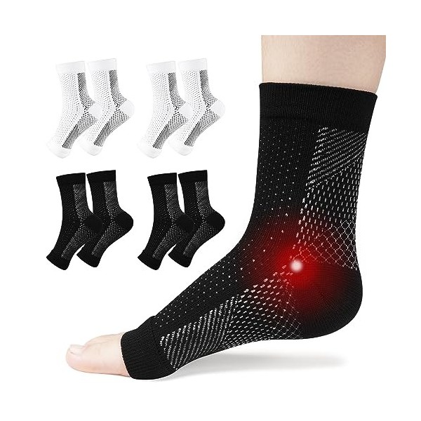 ACWOO Attelle Cheville, 4 Paires Sport Compression Chevillère, Bandage de Cheville Maintien, Maintient Cheville, Soutien du T