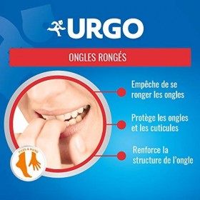 Urgo - Vernis Stop Ongles Rongés - Très amer, Invisible - Restructure et renforce - Dès 3 ans, 9 ml Endommagé,Renforcement, T