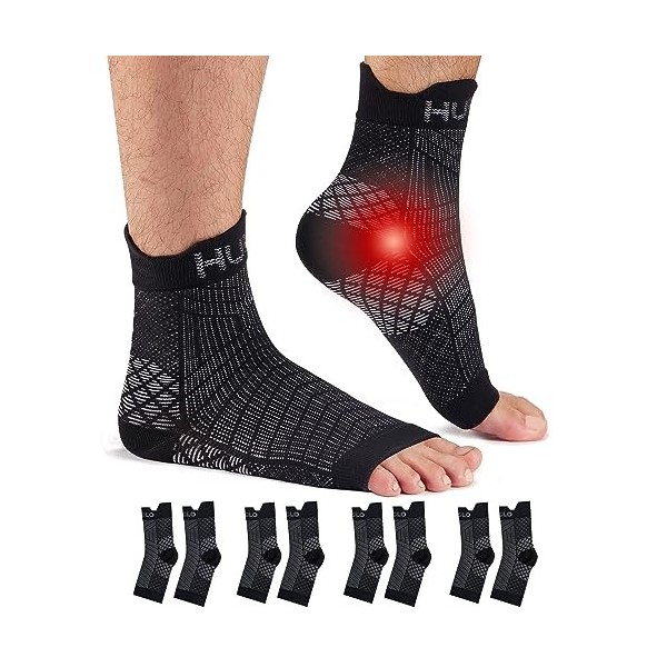 HUEGLO Attelle Cheville Sport pour Chevillère Entorse, 4 Paire Chaussettes de Contention Homme Femme Strapping Chevillere de 