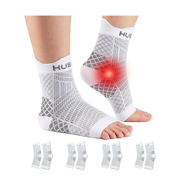 HUEGLO Attelle Cheville Sport pour Chevillère Entorse, 4 Paire Chaussettes de Contention Homme Femme Strapping Chevillere de 