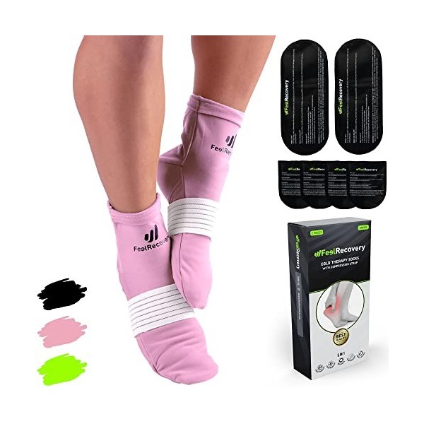 Chaussettes Rafraichissantes pour Pieds & Cheville - Chaussettes Gel Refrigerante pour Thérapie Chaud & Froid - Douleur au Pi