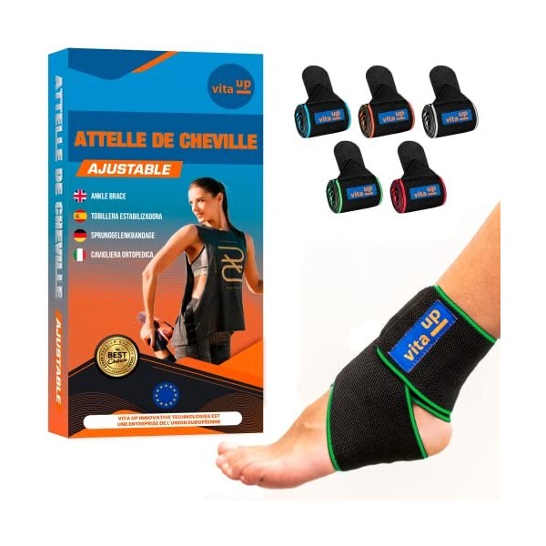 VITA UP - Chevillere entorse pour la cheville, attelle cheville, chevillere sport, chevilllère, strapping cheville, bande str