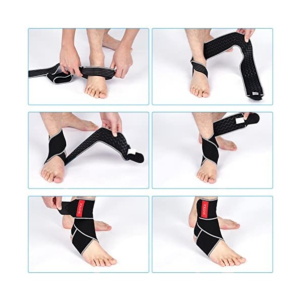 Chevillère ajustable pour la stabilisation, protection et compression des chevilles, gris