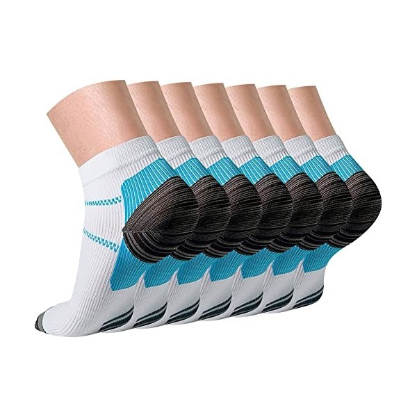 Gcbiger Lot de 7 paires de chaussettes de compression pour homme et femme - Pour fasciite plantaire - Soulagement de la doule