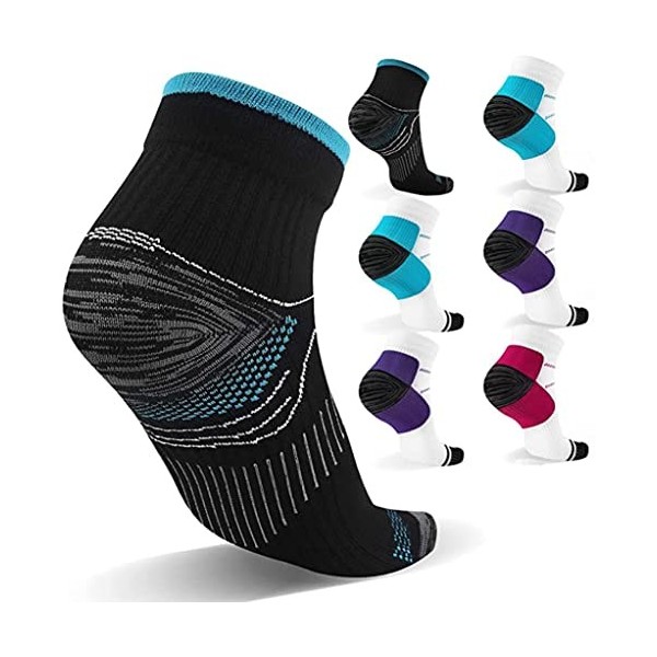 Gcbiger Lot de 7 paires de chaussettes de compression pour homme et femme - Pour fasciite plantaire - Soulagement de la doule