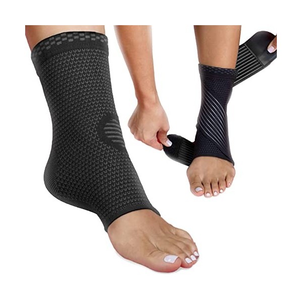 Modetro Sports Bandage de compression à la cheville avec sangle libre, support du tendon pour endommager les ligaments Moyen 