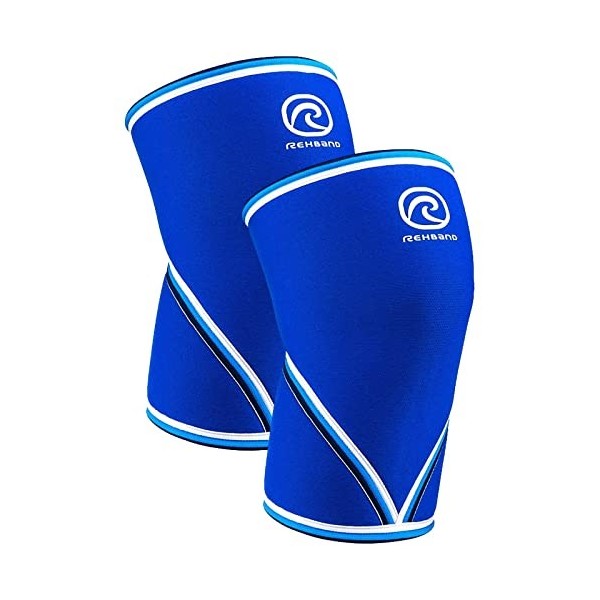 Rehband Bandage de genou Rx Original V, 1 pièce ou 1 paire, support de genou 7mm, manchon de genou, Couleur:Bleu, Taille:M