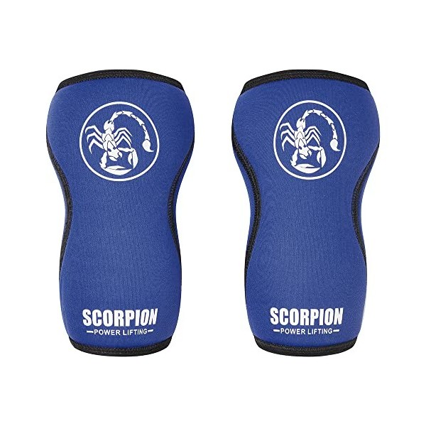 Scorpion Power Lifting Paire de 7 mm pour genou en néoprène manches crossfit genou Wraps moyen noir