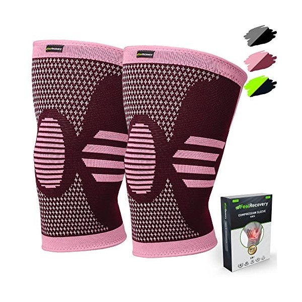 2 Pack Genouillères Homme et Femme - Manchon de Compression du Genou pour Running, Basket et Sports - Genouillère pour lArth