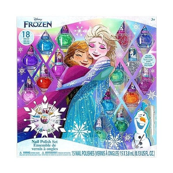 Disney Frozen - Townley Girl Ensemble de vernis à ongles Peel-Off non toxique avec des couleurs chatoyantes avec des pierres 