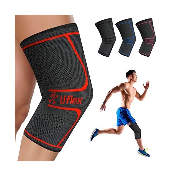 Genouillère de Compression pour les Sports, Crossfit, Basketball, Récupération de Blessure & Douleur - Légère, Respirante, Ba