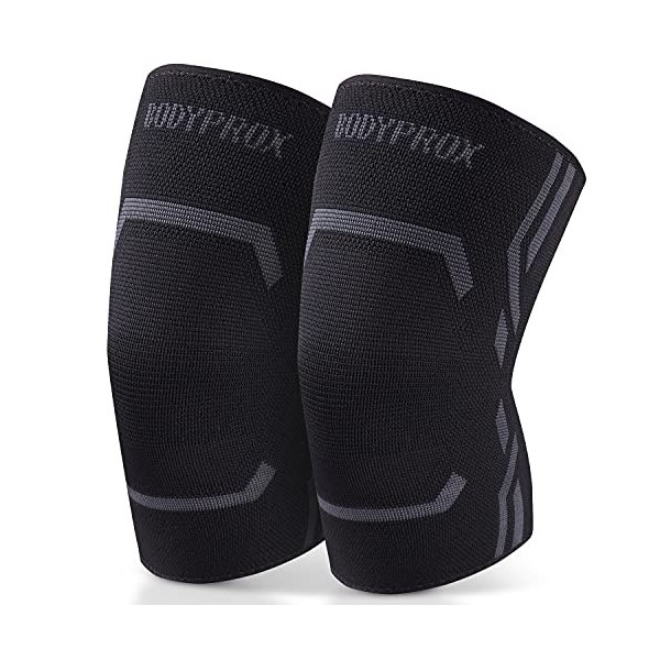 Bodyprox Lot de 2 genouillères de compression pour homme et femme, genouillère pour course à pied et entraînement M 