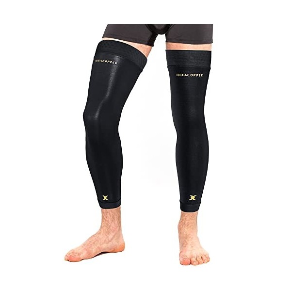 Thx4COPPER Genouillère Compression Longueur Jambe Entière Manchons pour Support Cuisse, Genou, Mollet, Jambiere Cycliste Anti