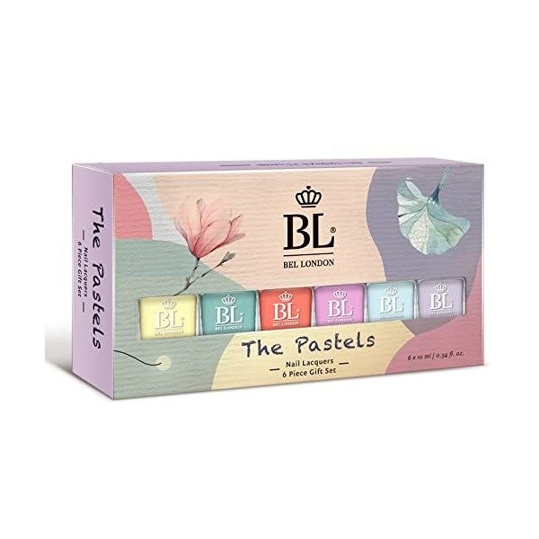 BEL London The Pastels Lot de 6 vernis à ongles luxe – Le parfait pour une manucure élégante parfaite Un ensemble qualité pro