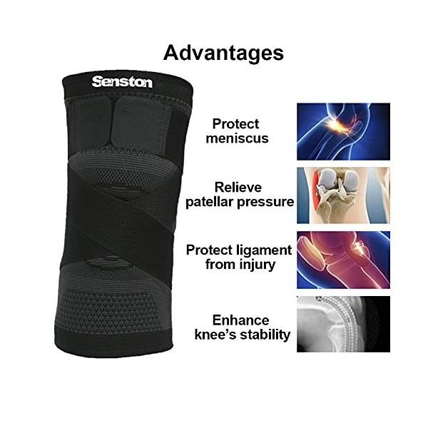 Senston Genouillère Rotulienne 1 Pièce, Genou Bandage de Compression Élastique pour Homme et Femme