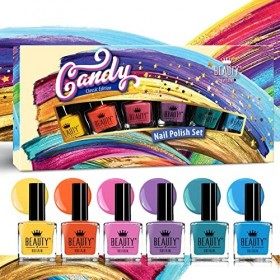 Beauty4Britain 6 x Vernis À Ongles De Luxe 6 Différentes Couleurs Arc-en-ciel Lumineuses Candy Boite Cadeau