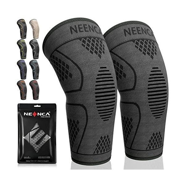 NEENCA Genouillère Sport 2 Pack , Genouillère Rotulienne de Compression Respirant, Attelle Genou Ligamentaire pour Déchirure 