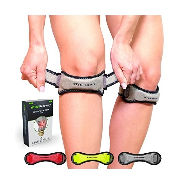 2 Pack Genouillère Rotulienne Homme et Femme - Sangles Tendon Rotulien, Tendinite, Chondromalacie, Blessures du Ménisque et L