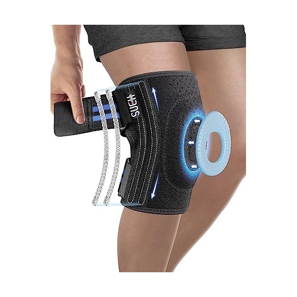 SUEH DESIGN Genouillère Sport pour Hommes et Femmes, Support de Genou avec Stabilisateur Latéral et Tapis de Gel Rotulien pou