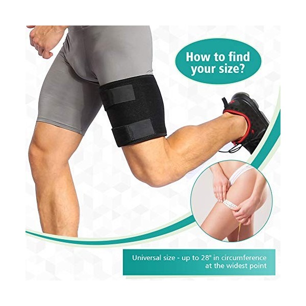 Cuisse Brace Support, PINCOU 1 Néoprène Cuisse Wrap Ischio-Jambiers Compression Manches Cuisse Réglable Jambe Supérieure Comp