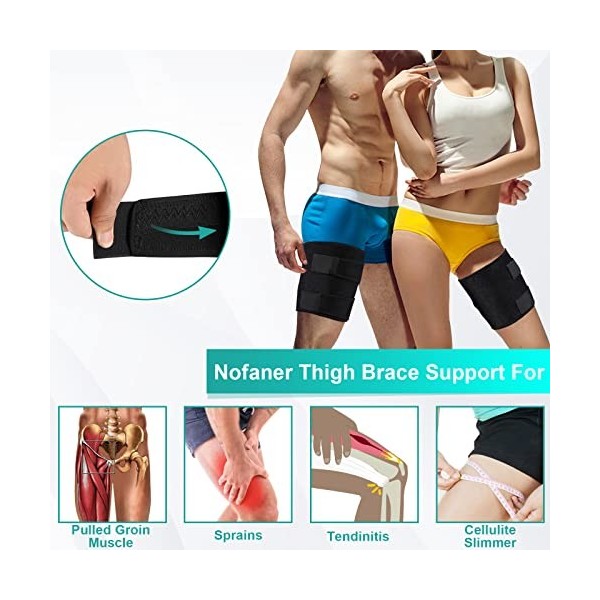 Nofaner Manchon De Compression Pour Cuisse, RéGlable En NéOprèNe Bandage Cuisse Support Pour Les Femmes Hommes Douleurs, Ento