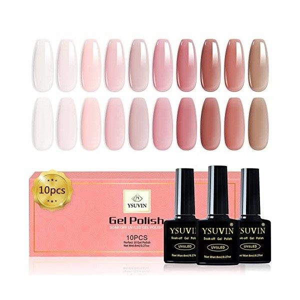 YSUVIN Pastel Vernis Semi Permanent, 10 Couleurs Macaron Dété Bonbon Pastel Vernis à Ongles Soak Off UV/LED Lampe, Rose Bleu