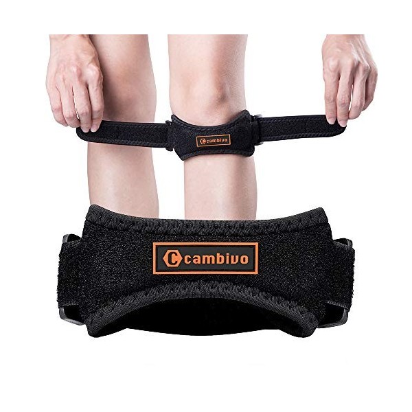 CAMBIVO 2 Pièces Genouillère Rotulienne Femme et Homme, Genouillère Sport Bandage, Strap Genou, Bande de Rotule Réglable pour