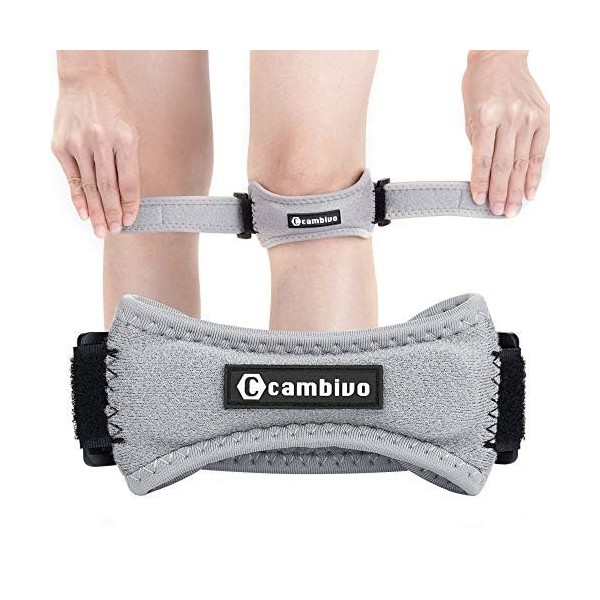 CAMBIVO 2 Pièces Genouillère Rotulienne Femme et Homme, Genouillère Sport Bandage, Strap Genou, Bande de Rotule Réglable pour