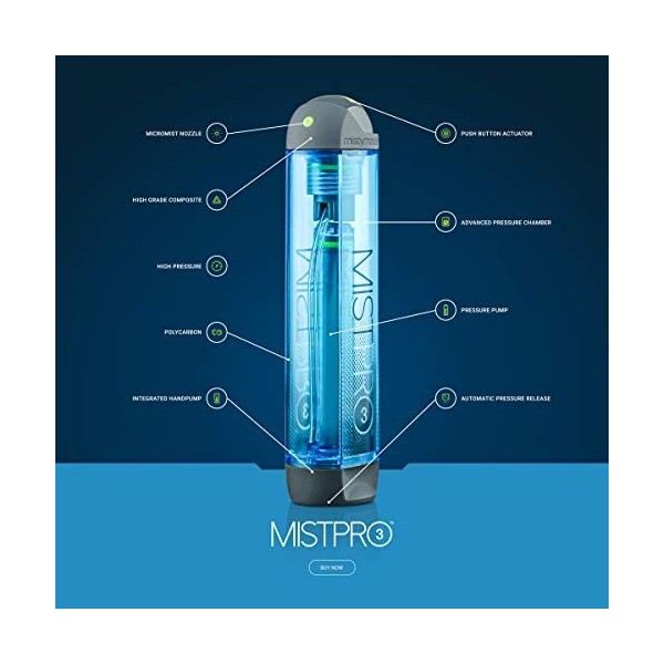 MISTY MATE MISTPRO 3 The Original Eco-Friendly Portable Personal Mister. Create Your Climate, 3 fl. oz, Laser Blue, 3 Ounces